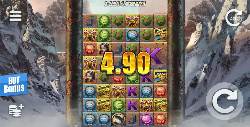 Katmandu Gold gameplay screen showing expanded grid with 262144 ways to win