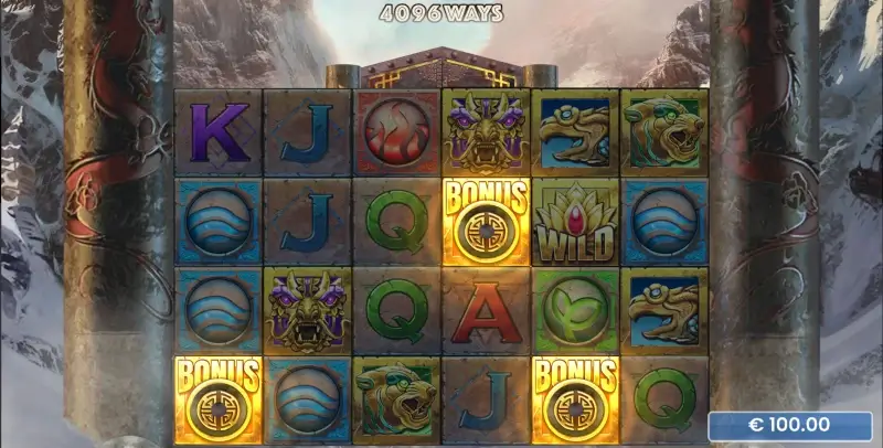 Katmandu Gold screen showing three Bonus symbols triggering Free Drops